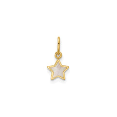14K Yellow Gold Mother of Pearl Star Pendant,13x7mm
