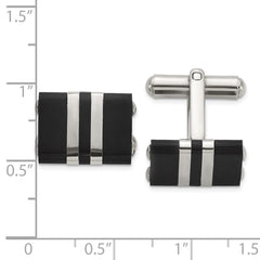 Chisel Stainless Steel Brushed and Polished Black IP - Plated Cuff Links - JewelryAffairs