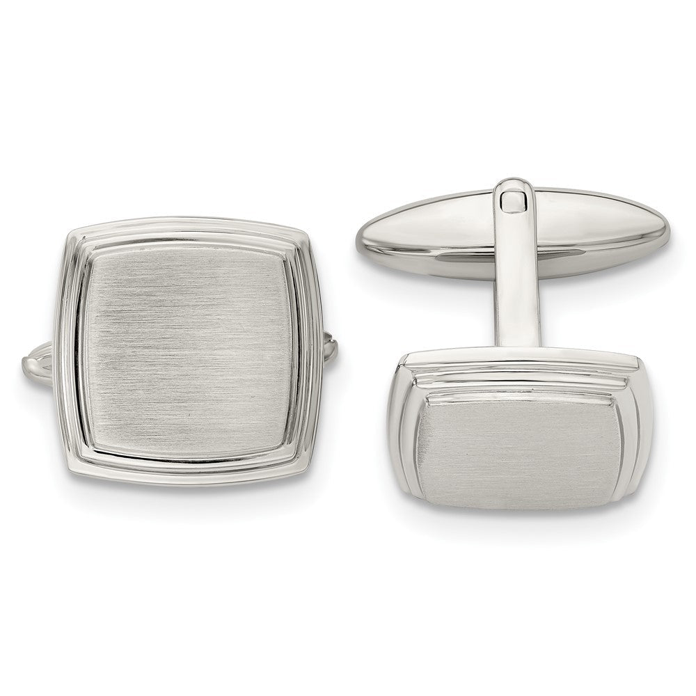 Chisel Stainless Steel Brushed and Polished Square Cufflinks - JewelryAffairs