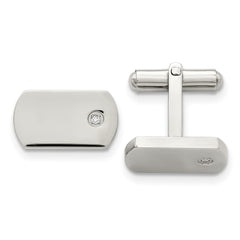 Chisel Stainless Steel Polished .03 Carat Diamond Cufflinks - JewelryAffairs