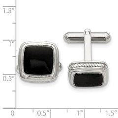 Chisel Stainless Steel Polished Black IP - Plated Textured Edge Cufflinks - JewelryAffairs