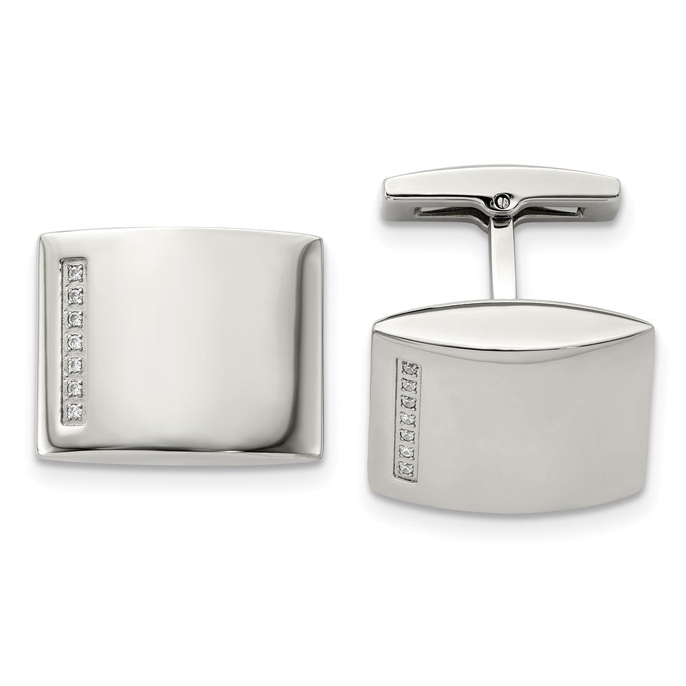 Chisel Stainless Steel Polished CZ Cufflinks - JewelryAffairs