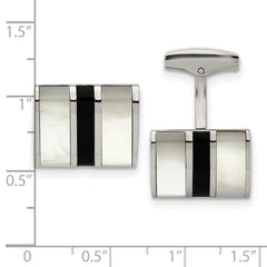 Chisel Stainless Steel Polished Mother Of Pearl and Black Onyx Cufflinks - JewelryAffairs
