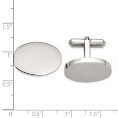 Chisel Stainless Steel Polished Oval Cuff Links - JewelryAffairs