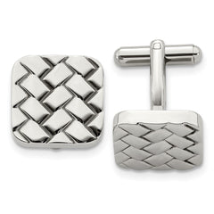 Chisel Stainless Steel Polished Weave Design Cufflinks - JewelryAffairs