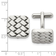 Chisel Stainless Steel Polished Weave Design Cufflinks - JewelryAffairs