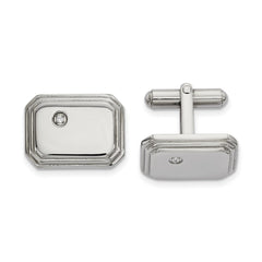 Chisel Stainless Steel Polished with CZ Cufflinks - JewelryAffairs