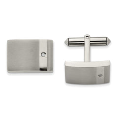 Chisel Titanium Brushed and Polished with CZ Cufflinks - JewelryAffairs