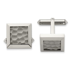 Chisel Titanium Polished and Hammered Cuff Links - JewelryAffairs