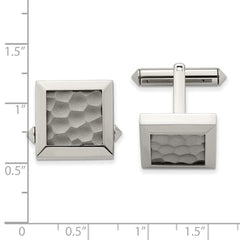 Chisel Titanium Polished and Hammered Cuff Links - JewelryAffairs