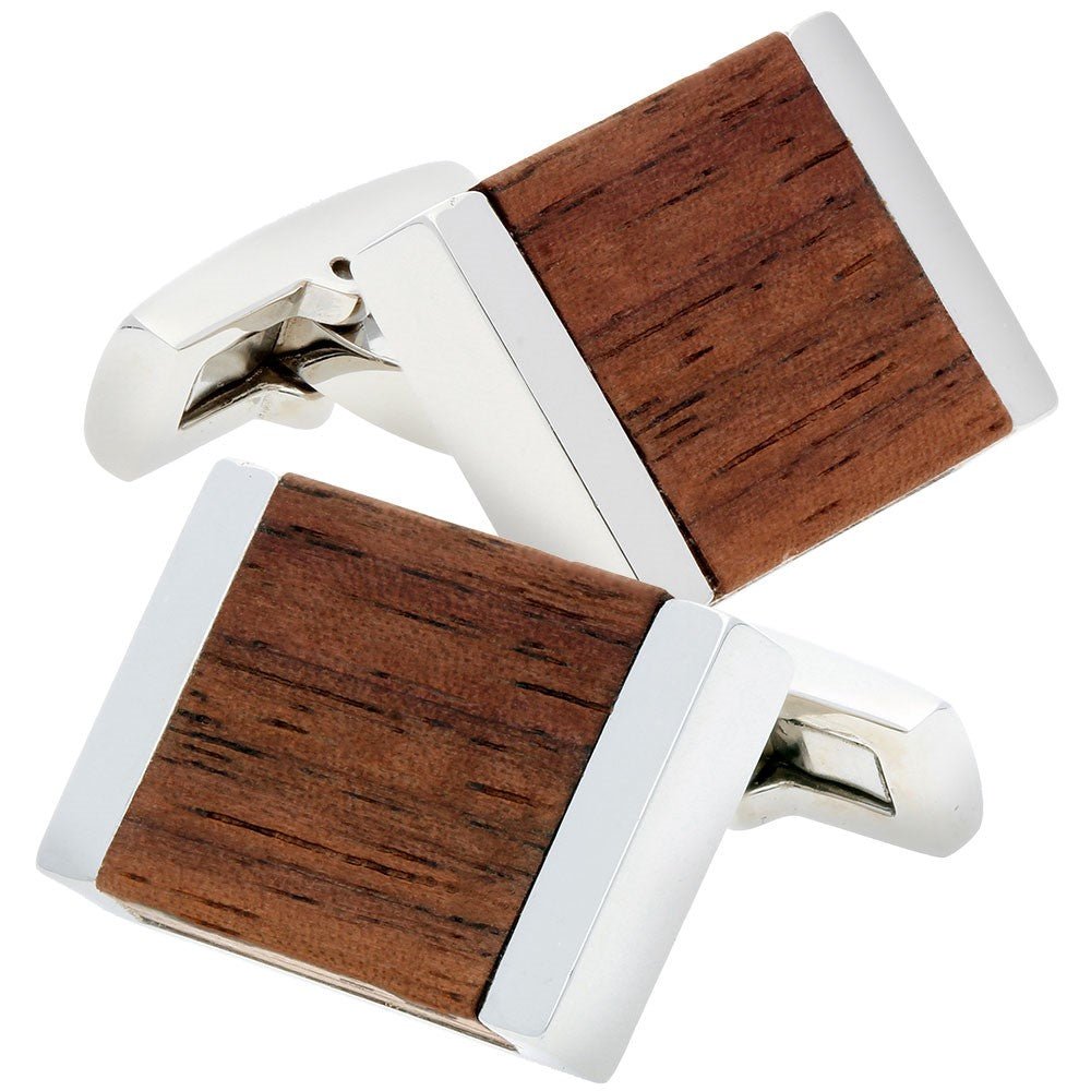 IBGoodman Stainless Steel Walnut Wood Cuff Links - JewelryAffairs