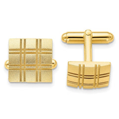Kelly Waters Gold - plated Double Lines Patterned Square Cuff Links - JewelryAffairs