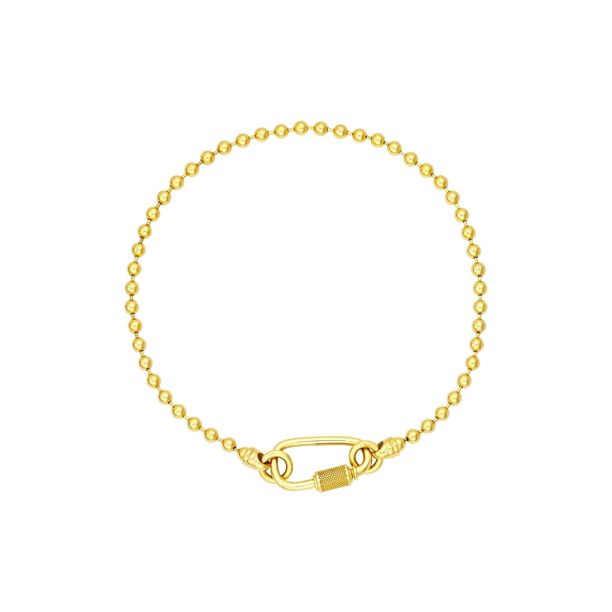 Real 14k Yellow Gold Unisex Oval Twist Barrel Lock Bead Bracelet, 8.5 Inch - JewelryAffairs