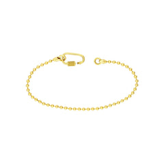Real 14k Yellow Gold Unisex Oval Twist Barrel Lock Bead Bracelet, 8.5 Inch - JewelryAffairs
