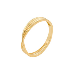 Real Solid 14k Yellow Gold Textured Pinched Band Ring - JewelryAffairs