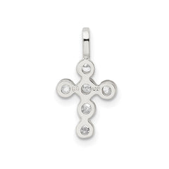 Sterling Silver Cross Pendant with Cubic Zirconia Stones, 14x10mm - JewelryAffairs