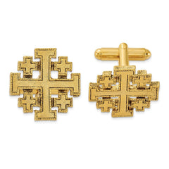 Symbols of Faith Gold - tone Jerusalem Cross Cuff Links - JewelryAffairs