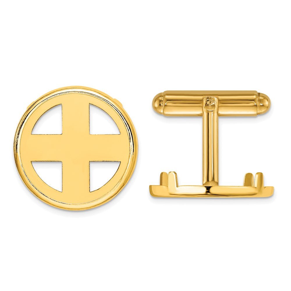 Wideband Distinguished Coin Jewelry 14k Real Gold Men's Polished Classic 18.0mm Coin Bezel Cuff Links - JewelryAffairs