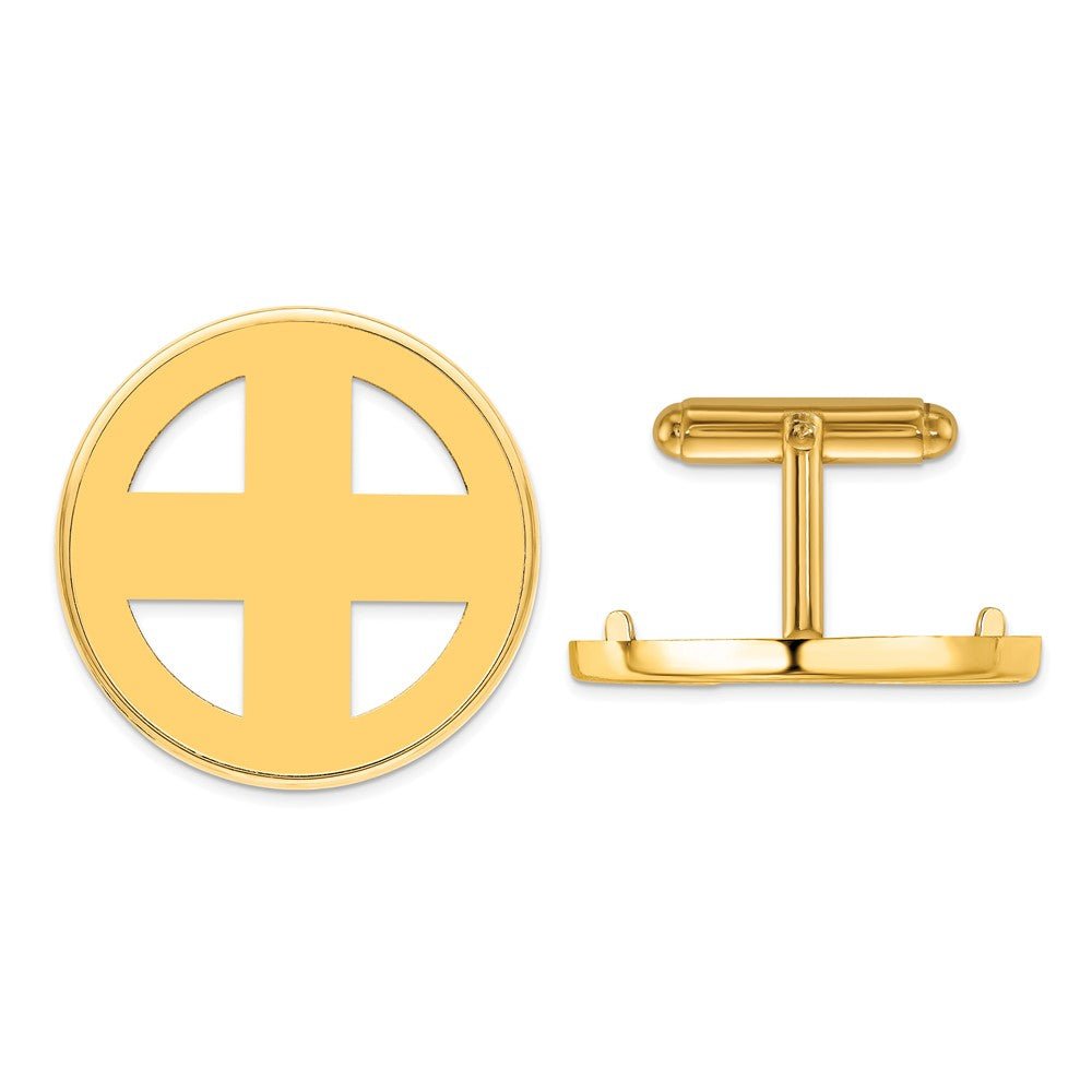 Wideband Distinguished Coin Jewelry 14k Real Gold Men's Polished Classic 27.0mm Coin Bezel Cuff Links - JewelryAffairs