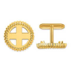 Wideband Distinguished Coin Jewelry 14k Real Gold Men's Polished Fluted 17.8mm Coin Bezel Cuff Links - JewelryAffairs