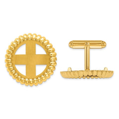 Wideband Distinguished Coin Jewelry 14k Real Gold Men's Polished Fluted 21.6mm Coin Bezel Cuff Links - JewelryAffairs