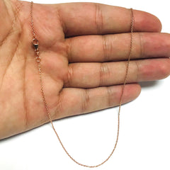 10k Rose Gold Cable Link Chain Necklace, 1mm, 18" - JewelryAffairs
