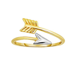 10k Two Tone Gold Bypass Arrow Ring, Size 7 - JewelryAffairs