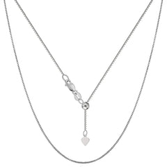 10k White Gold Adjustable Box Link Chain Necklace, 0.7mm, 22" - JewelryAffairs