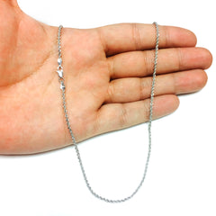10K White Gold Hollow Rope Chain Necklace, 2mm, 24" - JewelryAffairs