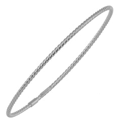10k White Gold Twisted Cable Women's Bangle Bracelet, 8" - JewelryAffairs