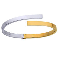 10k Yellow And White Gold Bypass Women's Bangle Bracelet, 7" - JewelryAffairs