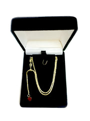 10k Yellow Gold Adjustable Sparkle Link Chain Necklace, 1.5mm, 22" - JewelryAffairs