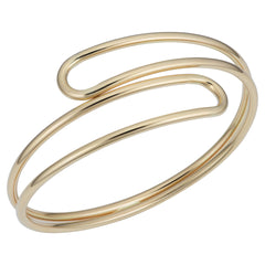 10k Yellow Gold Bypass Women's Bangle Bracelet, 7.5" - JewelryAffairs