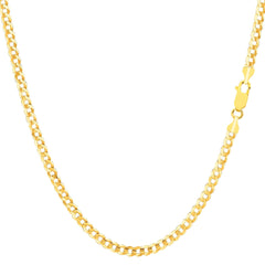 10k Yellow Gold Comfort Curb Chain Necklace, 2.6mm - JewelryAffairs