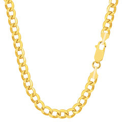 10k Yellow Gold Curb Hollow Chain Necklace, 4.4mm - JewelryAffairs