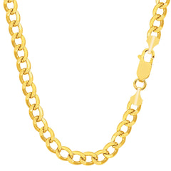 10k Yellow Gold Curb Hollow Chain Necklace, 5.3mm - JewelryAffairs