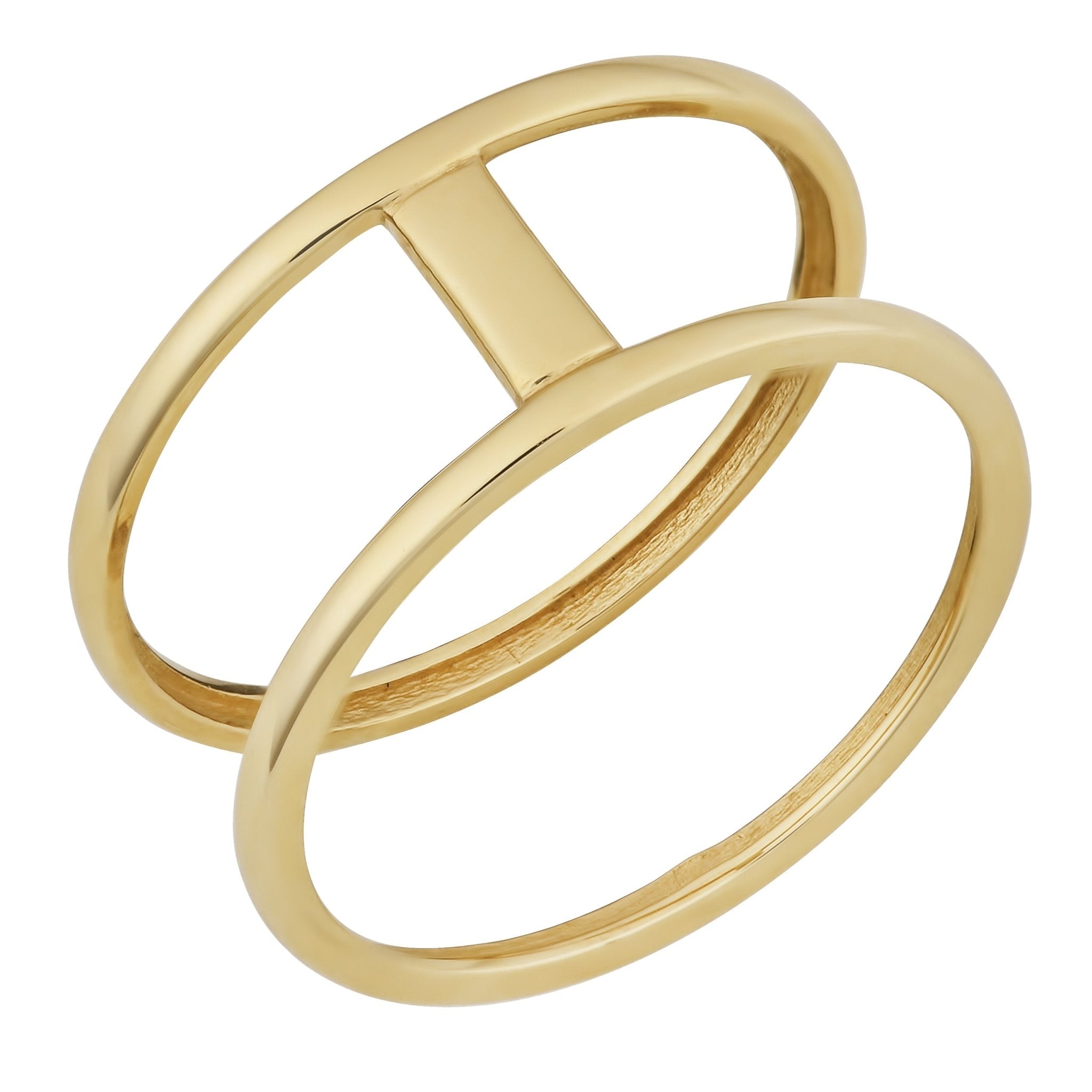 10k Yellow Gold High Polish Bar Double Ring - JewelryAffairs