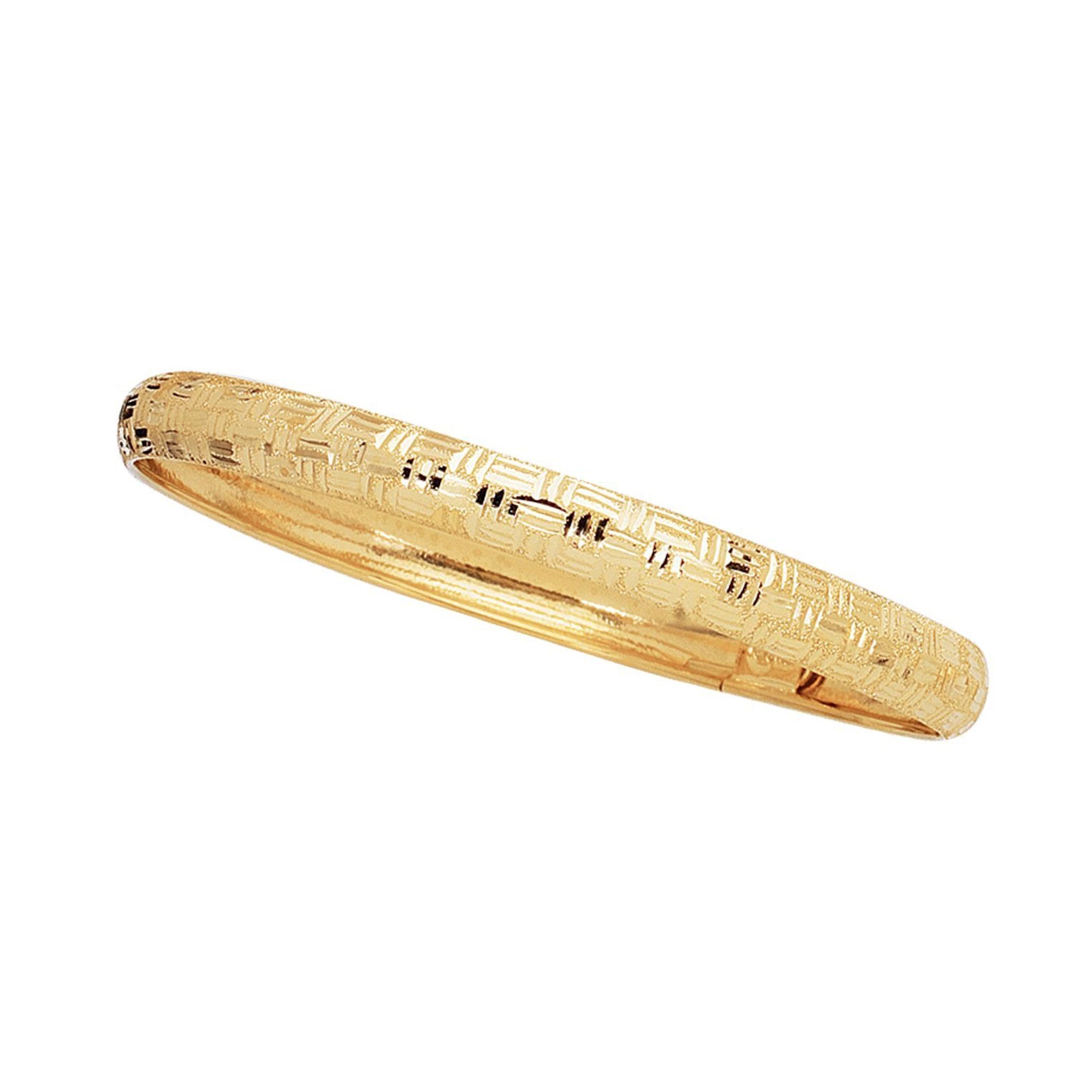 10k Yellow Gold High Polished Greek Key Flex Bangle Bracelet, 7" - JewelryAffairs