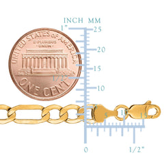 10k Yellow Gold Hollow Figaro Bracelet Chain, 5.4mm, 8.5" - JewelryAffairs
