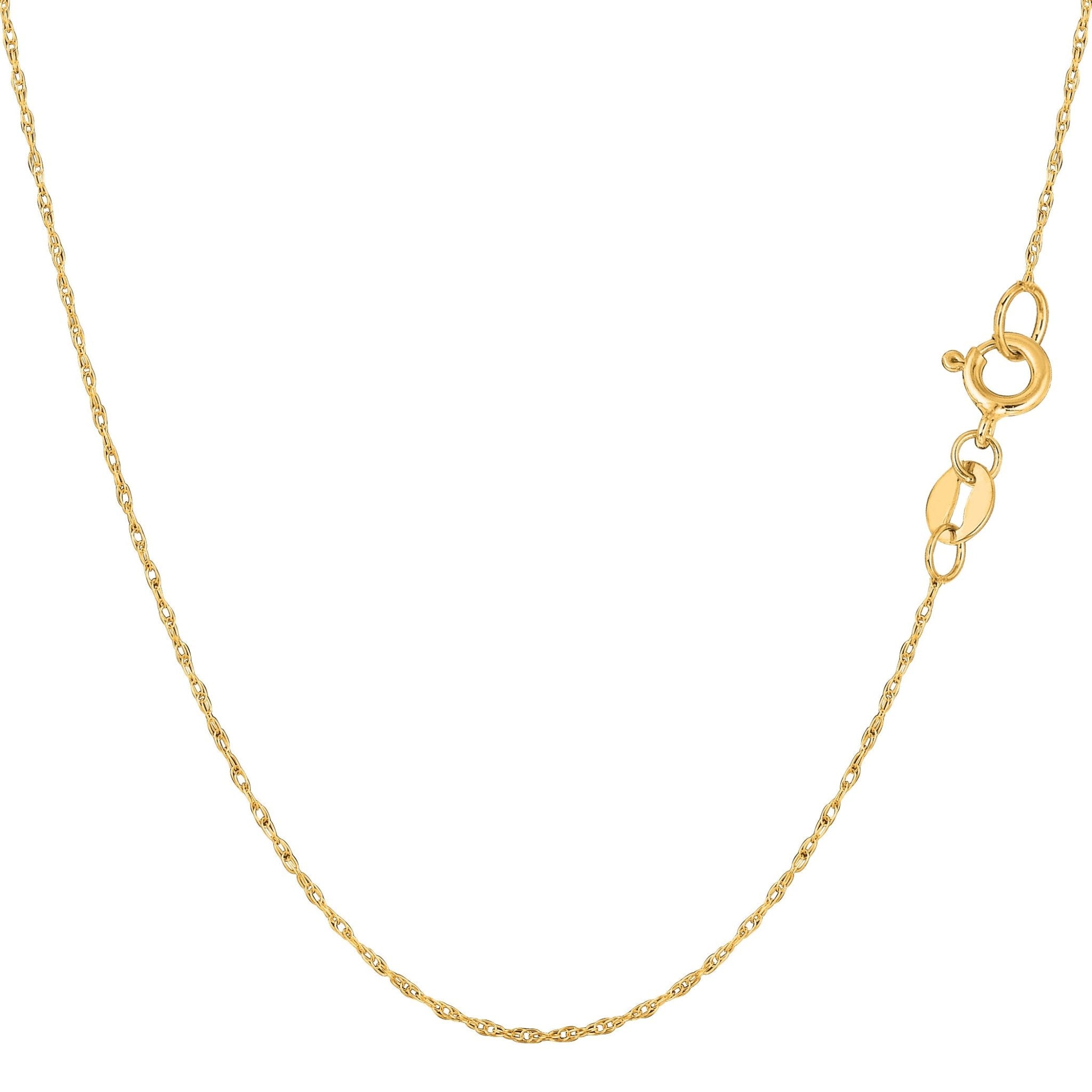 10k Yellow Gold Rope Chain Necklace, 0.5mm - JewelryAffairs