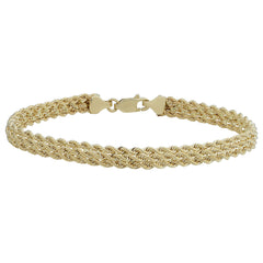10k Yellow Gold Triple Row Semi Solid Rope Bracelet, 7.5" - JewelryAffairs