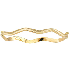 10k Yellow Gold Wave Women's Bangle Bracelet, 7.5" - JewelryAffairs