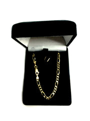 10k Yellow Solid Gold Figaro Chain Bracelet, 4.0mm, 8" - JewelryAffairs