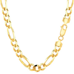 10k Yellow Solid Gold Figaro Chain Bracelet, 5.0mm, 8.5" - JewelryAffairs