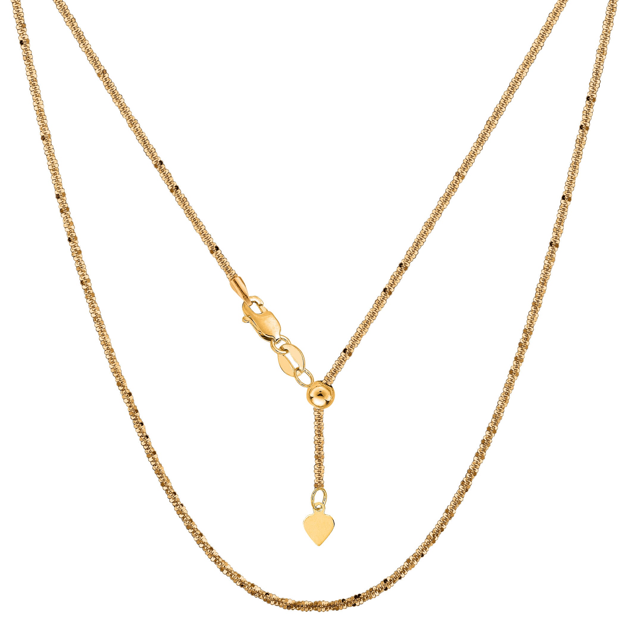 10k Yellow Gold Adjustable Sparkle Link Chain Necklace, 1.5mm, 22" fine designer jewelry for men and women