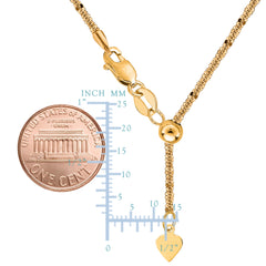 10k Yellow Gold Adjustable Sparkle Link Chain Necklace, 1.5mm, 22" fine designer jewelry for men and women
