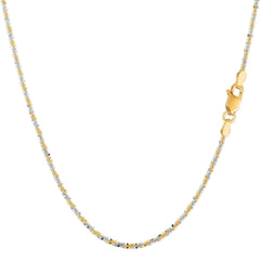 14k 2 Tone Yellow And White Gold Sparkle Chain Necklace, 1.5mm - JewelryAffairs