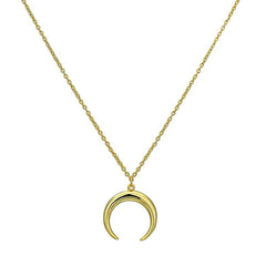 14K Gold Crescent Moon Pendant Necklace, 18" - JewelryAffairs