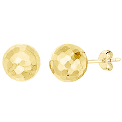 14k Gold Hammered Finish Ball Stud Earrings, 7mm - JewelryAffairs