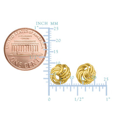 14k Gold Shiny Textured 4 Row Love Knot Stud Earrings, 10mm - JewelryAffairs